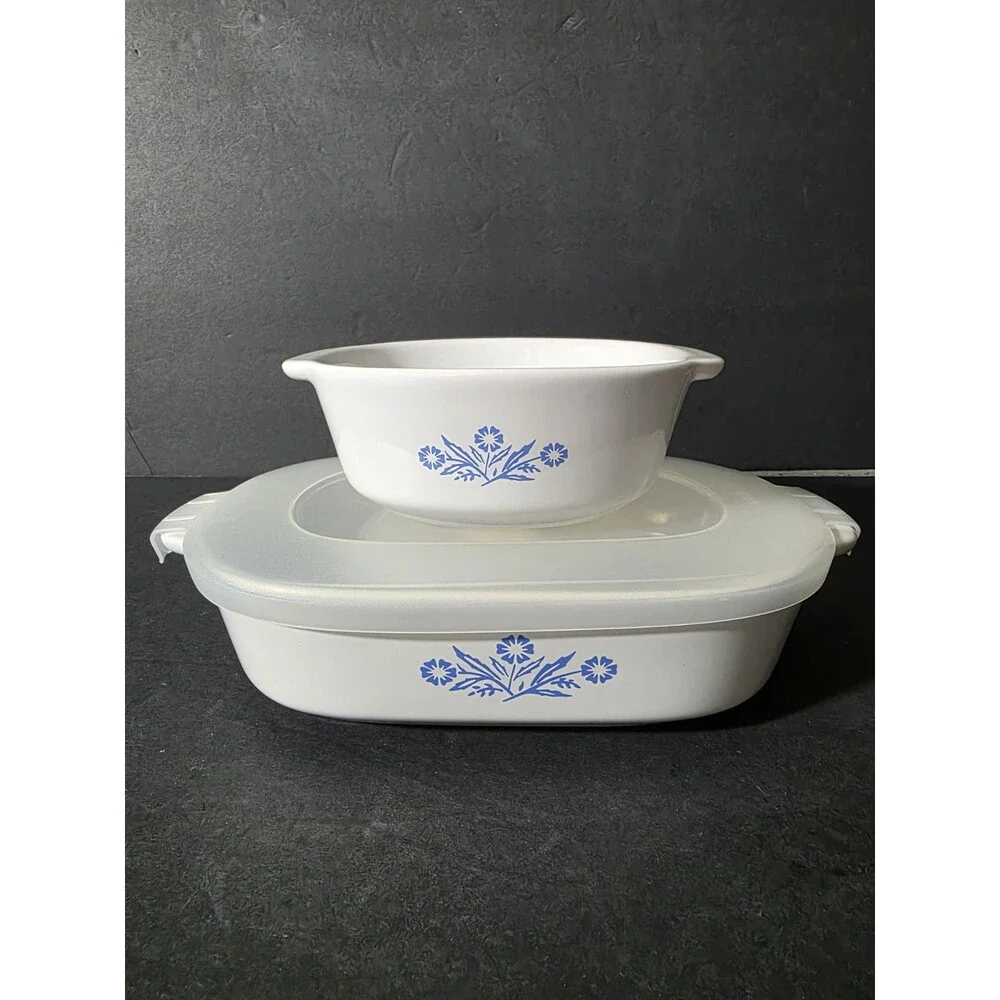 CorningWare 60th Anniversary Cornflower Blue Stoneware Casserole 1.5Qt & 20oz